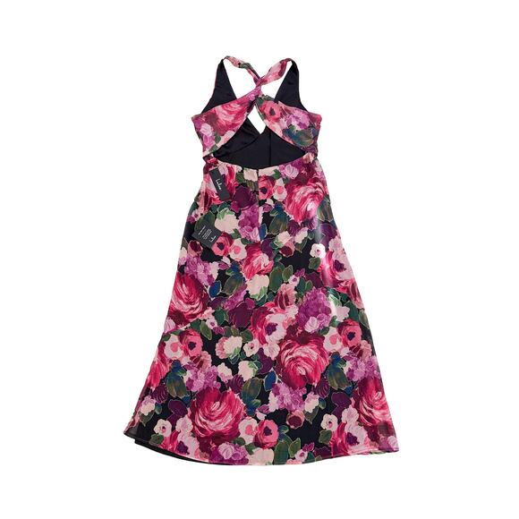 NWT Lulus Floral Halter Midi Dress Sz S Pink Romantic Prom HOCO Wedding Chiffon - Picture 4 of 9